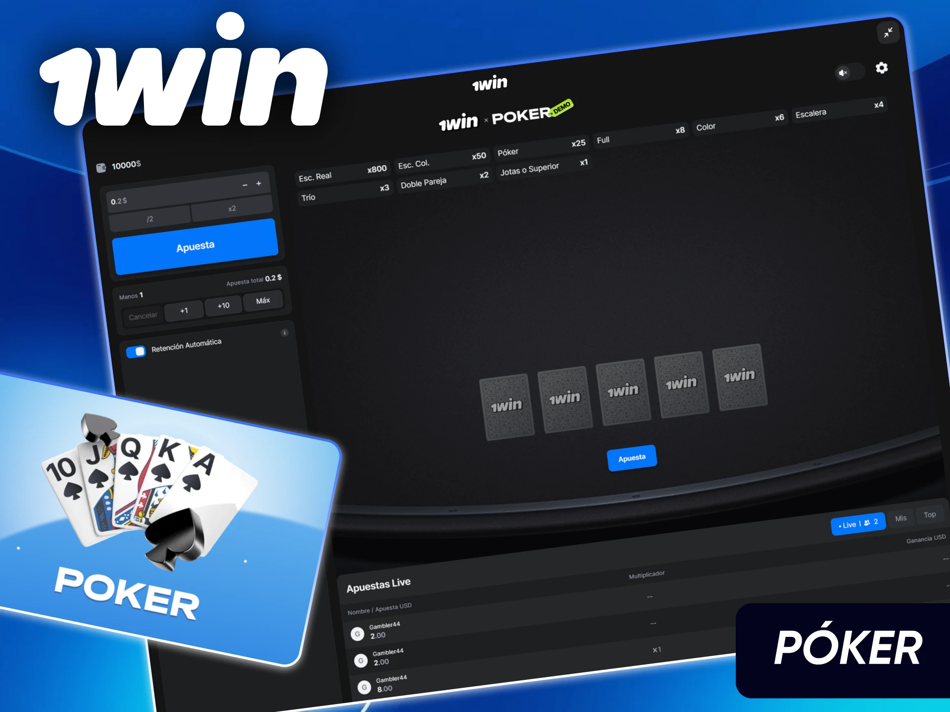 Mesas de póker online y torneos en el sitio oficial de 1win.